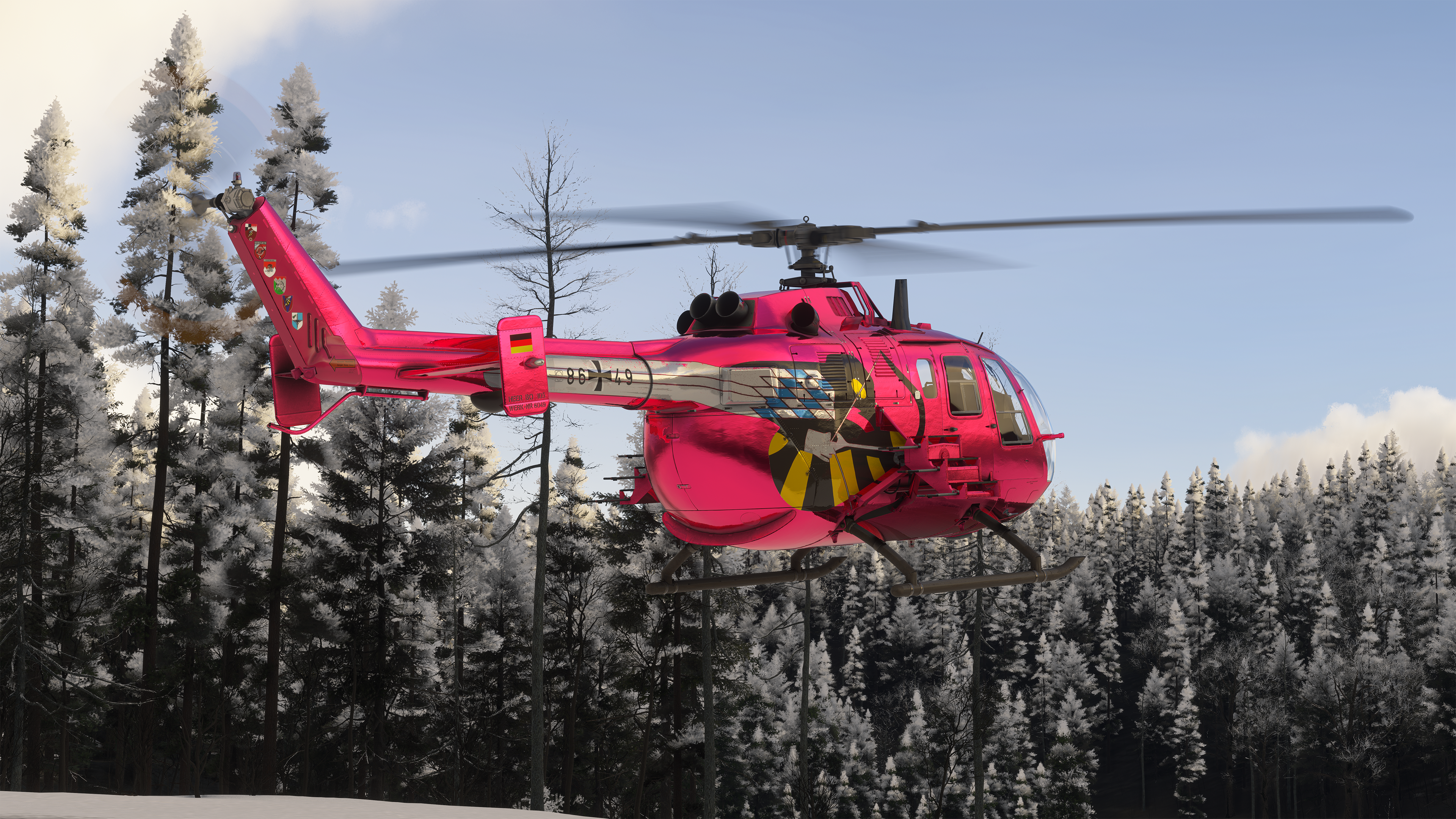 Stratoware MBB Bo 105, in partnership with Miltech Simulations for MSFS24